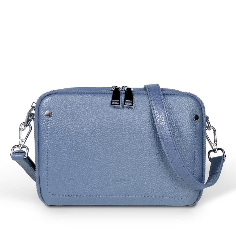 befen RFID Genuine Leather Crossbody Bag In Blue - Picture 3 of 14